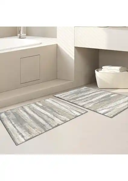 Faiend Yıkanabilir Dijital Baskılı Banyo Paspası Seti Kaymaz Taban ve Şık Tasarımıyla Modern Banyo Dekoru