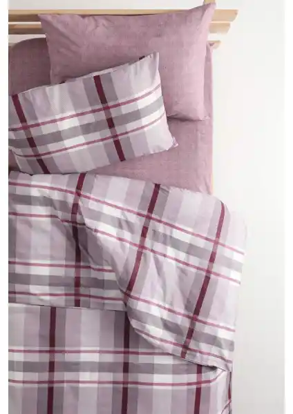 Favora Ekoseli Lastikli Pamuklu Tek Kişilik Nevresim Takımı Yatak Odası Dekorasyonu İçin Ideal