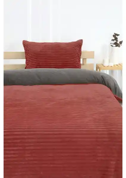 Favora Merinos Eternity Fitilli Peluş Tek Kişilik Nevresim Takımı Kire Rengi Yatak Dekorasyonu