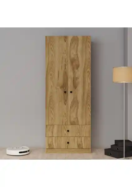Ferniso Mobilya 2 Kapak 2 Çekmeceli Gardolap Modern ve Çok Amaçlı Saklama Çözümü