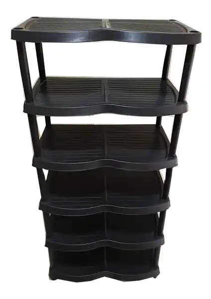 Foldhom 6 Katlı Plastik Ayakkabılık ve Terlik Rafı Siyah Geniş Depolama Çözümü