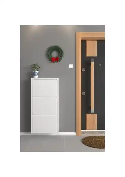 Formood Üçlü Metal Ayakkabılık Beyaz - Modern ve Dayanıklı Depolama Çözümü