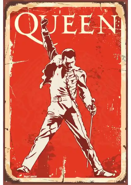 Freddie Mercury Temalı Retro Ahşap Poster - Müzik ve Dekorasyon için Şık Seçenek