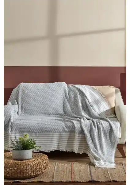 Fushia Trio Natural Keten Koltuk Örtüsü Gri Renk ile Modern ve Şık Dekorasyon Çözümü