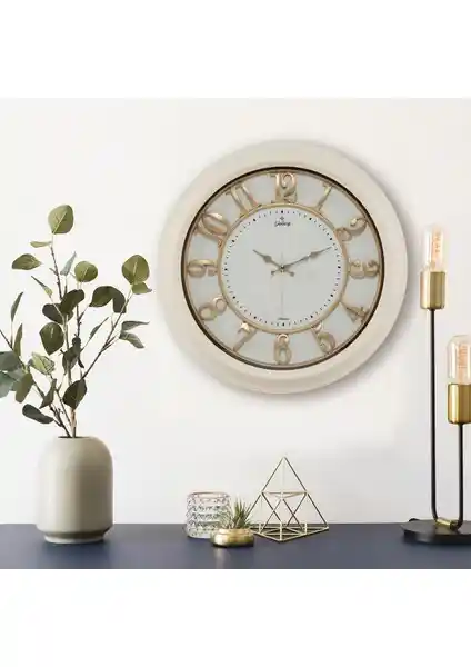 Galaxy Kabartma Rakam Duvar Saati Beyaz Modern Rustik Dekorasyon İçin Uygun