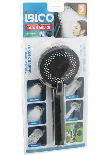 Go İthalat 5 Mod Yuvarlak Duş Başlığı Modern ve Fonksiyonel Tasarım Özellikleri