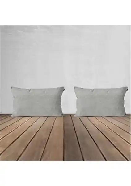 Goccia 2'li Kadife Dokulu Dikdörtgen Kırlent Kılıfı Açık Gri Şık ve Dayanıklı Dekoratif Ürün