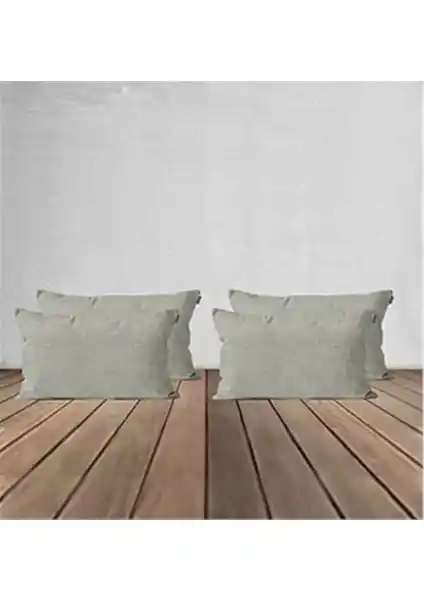 Goccia 4'lü Kadife Dokulu Kırlent Kılıfı Açık Gri - Şık ve Dayanıklı Dekorasyon Aksesuarı