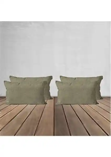 Goccia 4'lü Kadife Dokulu Kırlent Kılıfı Haki Yeşil Modern ve Şık Tasarım