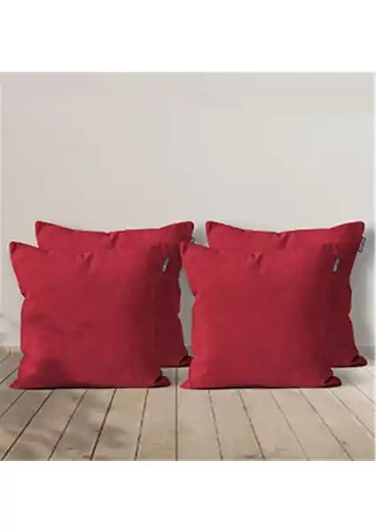 Goccia 4'lü Kadife Dokulu Kırlent Kılıfı Kırmızı Şıklık ve Konfor Sunar