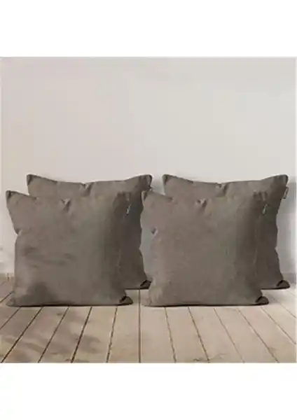 Goccia 4'lü Kadife Dokulu Kırlent Kılıfı Vizon Renkle Şıklık ve Dayanıklılık Sunar