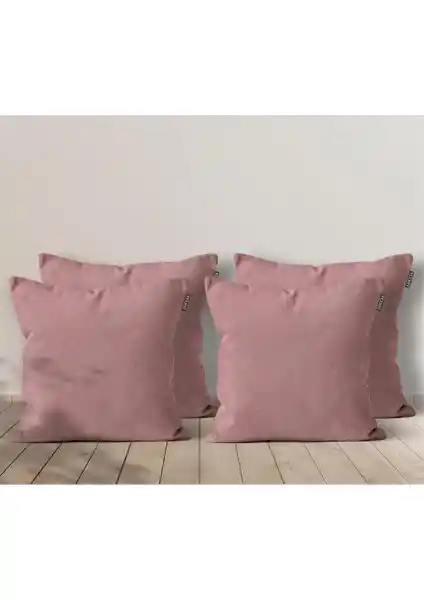 Goccia 4'lü Kadife Dokulu Pembe Kırlent Kılıfı Şıklık ve Dayanıklılık Sunar