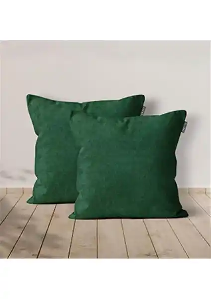 Goccia Goccıa Kadife Dokulu Yeşil Kırlent Kılıfı 2'li Set Modern ve Dayanıklı Tasarım