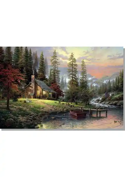 Göl Kıyısında Doğal Yaşam Tablosu: Modern ve Dayanıklı Kanvas Sanat Eseri