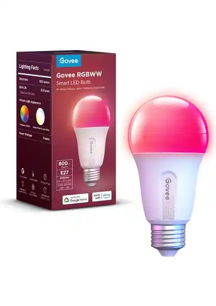Govee Akıllı Wi-Fi ve Bluetooth Kontrollü 800 Lümen LED Ampul - Modern Aydınlatma Çözümü