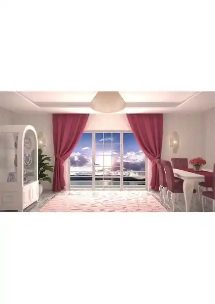 Gül Kurusu Renkli Gravel Tek Parça Fon Perde Estetik ve Fonksiyonellik Bir Arada