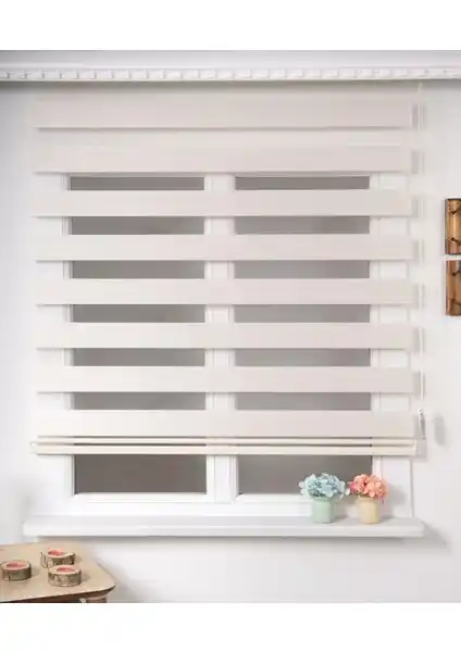 Güneş Tekstil Düz Krem Zebra Perde Etek Dilimsiz 110x200 Modern ve Pratik Tasarım