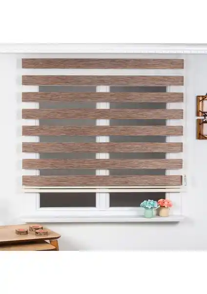 Güneş Tekstil Kahverengi Zebra Perde 110x200 cm Modern Tasarım ve Kolay Montaj Özelliği