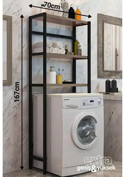 Güzelkan Madeni Eşya Çamaşır Makinesi Üstü Düzenleyici Raf Modern ve Şık Tasarım