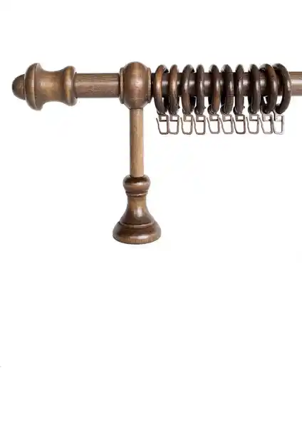 Halim Perdesan 125 cm Ceviz Koyu Kahve Ahşap Rustik Perde Askısı Raysız Tasarım