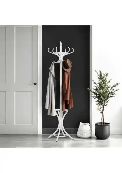 Handy Mate Adore Klasik Ahşap Askılık 12'li Beyaz Modern ve Şık Depolama Çözümü