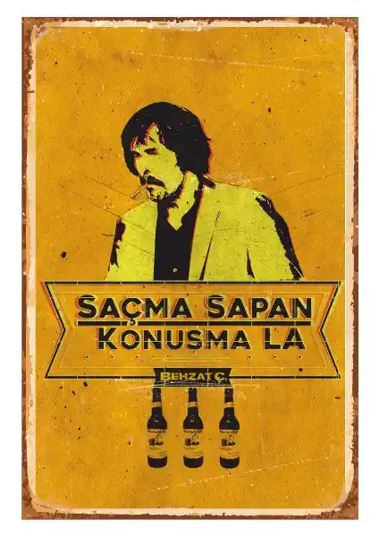 Hayat Poster Behzat Ç Retro Vintage Ahşap Poster 20x30 cm Şık Duvar Dekorasyonu