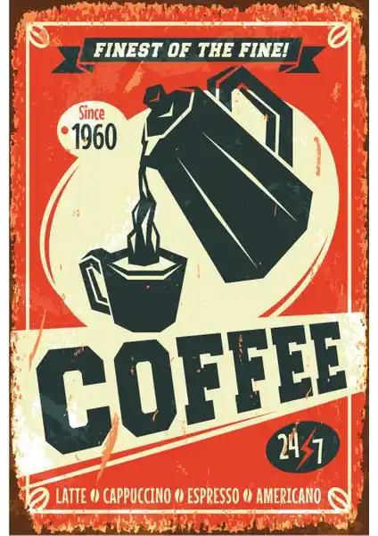 Hayat Poster Coffee Retro Vintage Ahşap Poster Dekoratif Duvar Süsü 20x30 cm