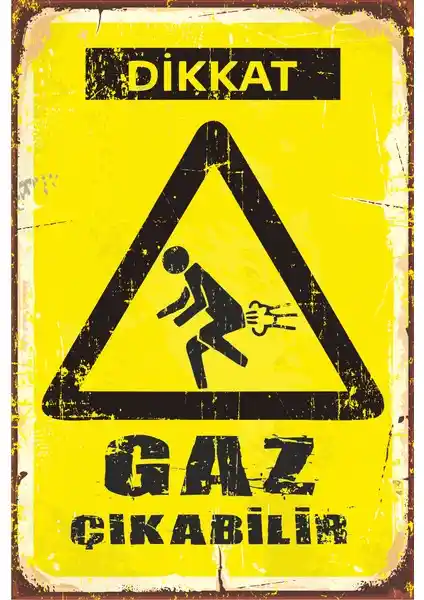 Hayat Poster Dikkat Gaz Çıkabilir Retro Vintage Ahşap Poster 20x30 cm dayanıklı ve estetik dekoratif ürün