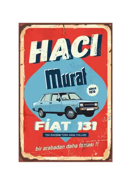 Hayat Poster Hacı Murat 131 Klasik Araba Retro Vintage Ahşap Duvar Dekoru