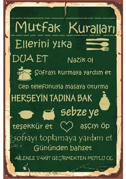 Hayat Poster Murfak Kuralları Tablosu Retro ve Vintage Tarzda Modern Duvar Dekorasyonu
