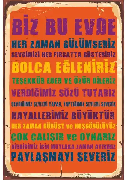 Hayat Poster Mutlu Aile Tablosu Retro Vintage Tasarımıyla Evlerinize Sıcaklık Katın