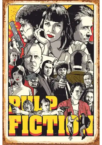 Hayat Poster Pulp Fiction Retro Vintage Ahşap Duvar Dekoru 20x30 cm