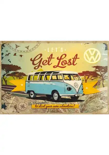 Hayat Poster Vosvos Wan Retro Vintage Ahşap Poster Dekorasyon Parçası 20x30 cm