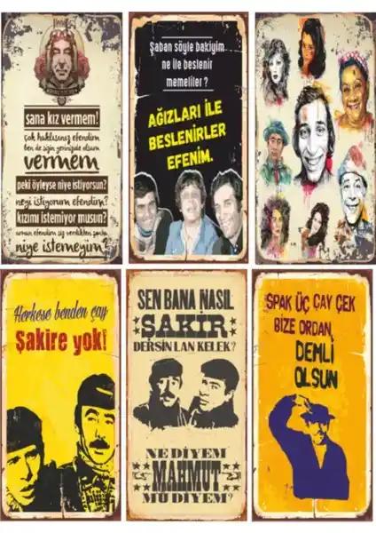 Hayat Poster Yeşilçam Retro Ahşap Mini Poster Seti Modern ve Nostaljik Dekorasyon İçin Uygun