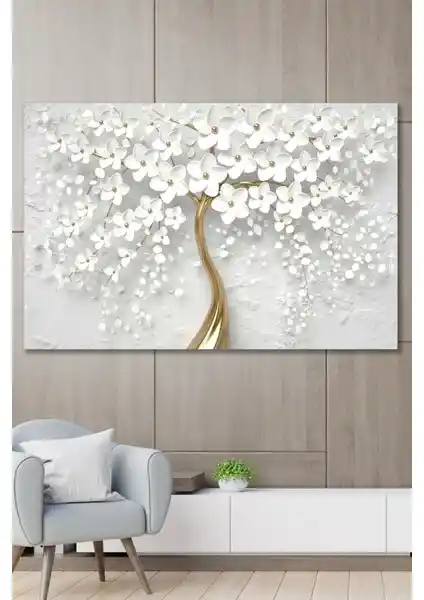 Hediyeler Kapında 70x100 cm Beyaz Gelincik Duvar Kanvas Tablo Dekorasyon Ürünü
