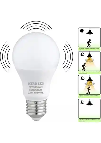 Hero Led 10 Watt Radar Sensörlü LED Ampul ile Otomatik ve Enerji Tasarrufu Sağlayan Aydınlatma Çözümü