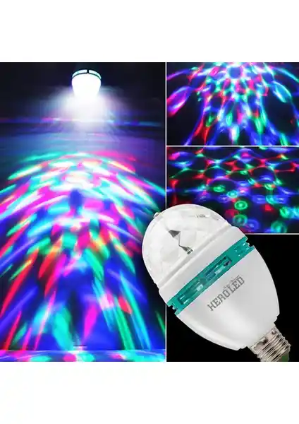 Hero Led Renkli Disko Ampulü E27 Duy ile Eğlence ve Dekorasyon İçin Renkli Atmosfer Yaratın