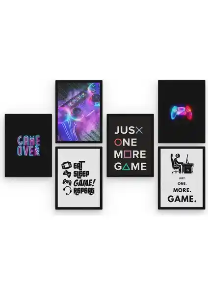 Hero Tasarım Gamer 6 Parça MDF Tablo Modern ve Şık Dekorasyon Seçeneği