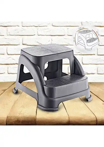 Hobby Life Küçük Boy 2 Basamaklı Merdiven Tabure Antrasit Modern ve Çok Yönlü Kullanım
