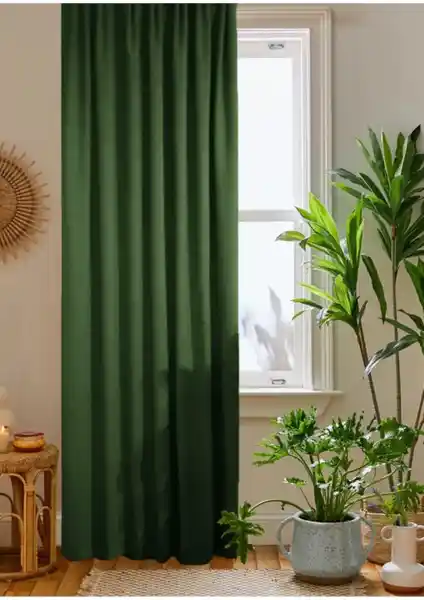 Home Color Home Yeşil Petek Kadife Dokulu Fon Perde: Şık ve Kullanışlı İç Mekan Perdesi Çözümü