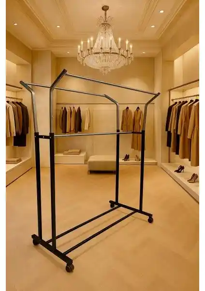 Homebella Paslanmaz Metal Konfeksiyon Elbise Askılığı: Dayanıklı ve Ayarlanabilir Tasarım