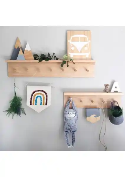 Homing Ahşap İkili Duvar Raf Seti: Modern ve Sıcak İç Mekan Dekorasyonu İçin Ideal