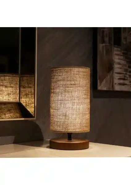 Homing Hasır Kumaş Tasarım Ahşap Ayaklı Abajur: Modern ve Klasik Tarzda İç Mekan Dekoru