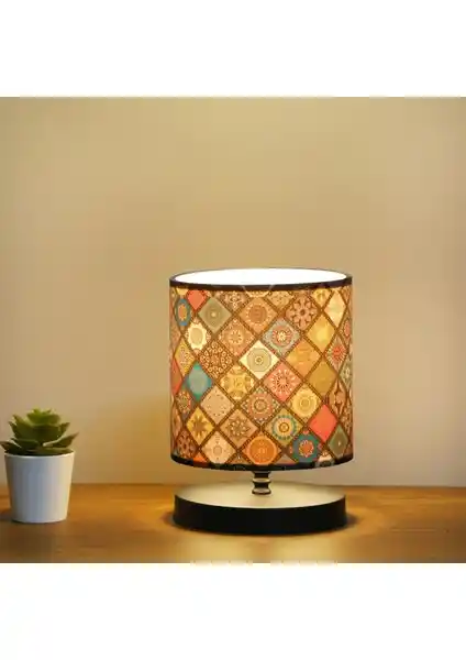 Homing Tasarım Mini Çini Desenli Abajur Şık ve Enerji Tasarruflu İç Mekan Aydınlatması