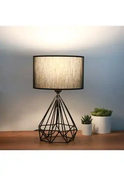 Homing Vienna Siyah Kumaş ve Metal Tasarım Abajur Modern ve Şık Yatak Odası Aydınlatması