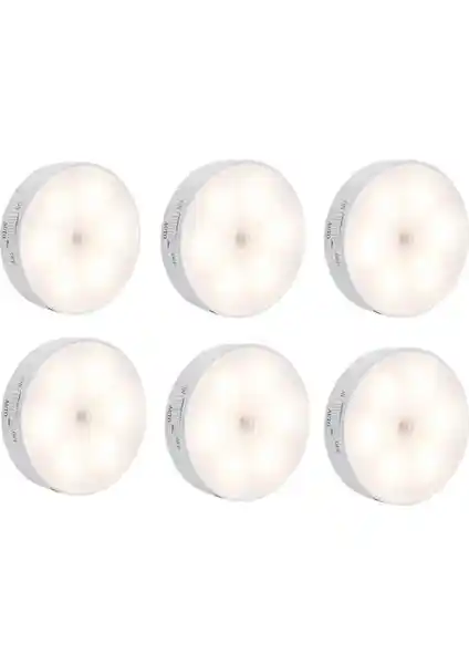 Hubstein 6'lı Hareket Sensörlü USB Şarjlı LED Işık Seti Dolap ve Kamp Kullanımı İçin