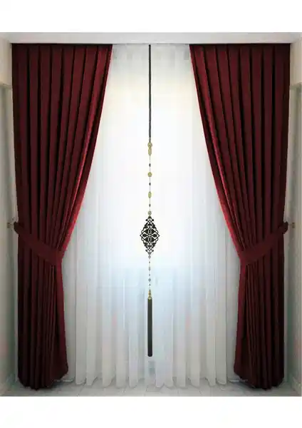 İ.D İpek Dokuma Bordo Pileli Kadifemsi Fon Perde: Şık ve Fonksiyonel Dekorasyon Çözümü