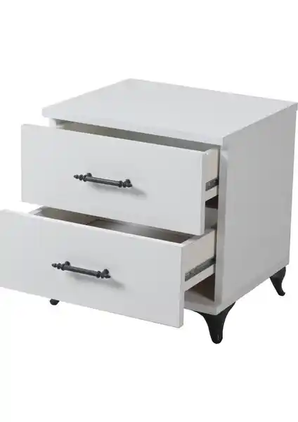 İdemo Mobilya 2 Çekmeceli Beyaz Komodin Modern ve Dayanıklı Tasarımıyla Yatak Odalarına Şıklık Katar