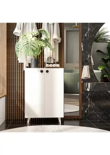 İmbaş 2 Kapaklı 3 Raflı Çok Amaçlı Dolap Modern Tasarım ve Dayanıklı Malzemelerle