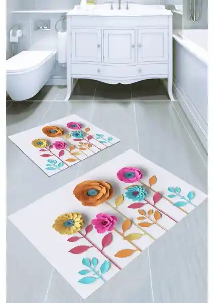 İnka Halı Kaymaz Taban Yıkanabilir 2'li Banyo Paspası Güvenli ve Pratik Kullanım İçin